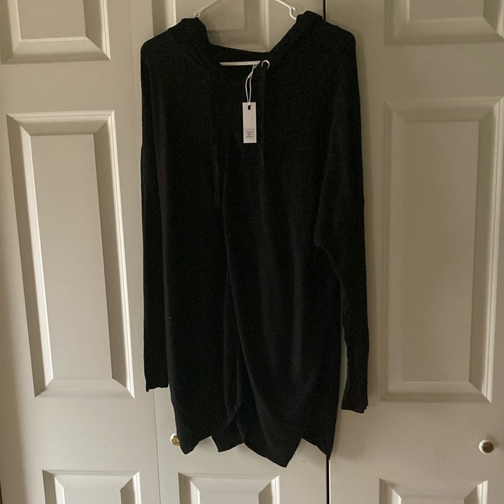Stitchdrop hooded pullover sweater women’s medium black oversized new